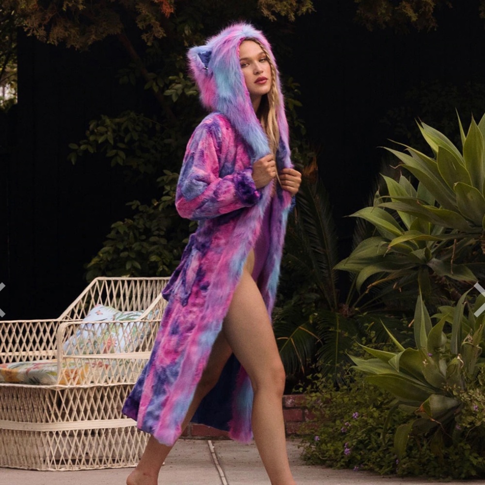 Spirithoods Cotton Candy Kitty Faux Fur Robe